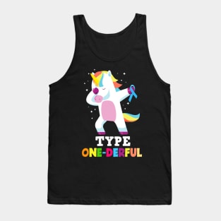 Funny Diabetic Type 1 Diabetes T1D Type One-Derful Unicorn Tank Top